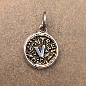 Waxing Poetic Letter V Charm Sterling Silver Brass